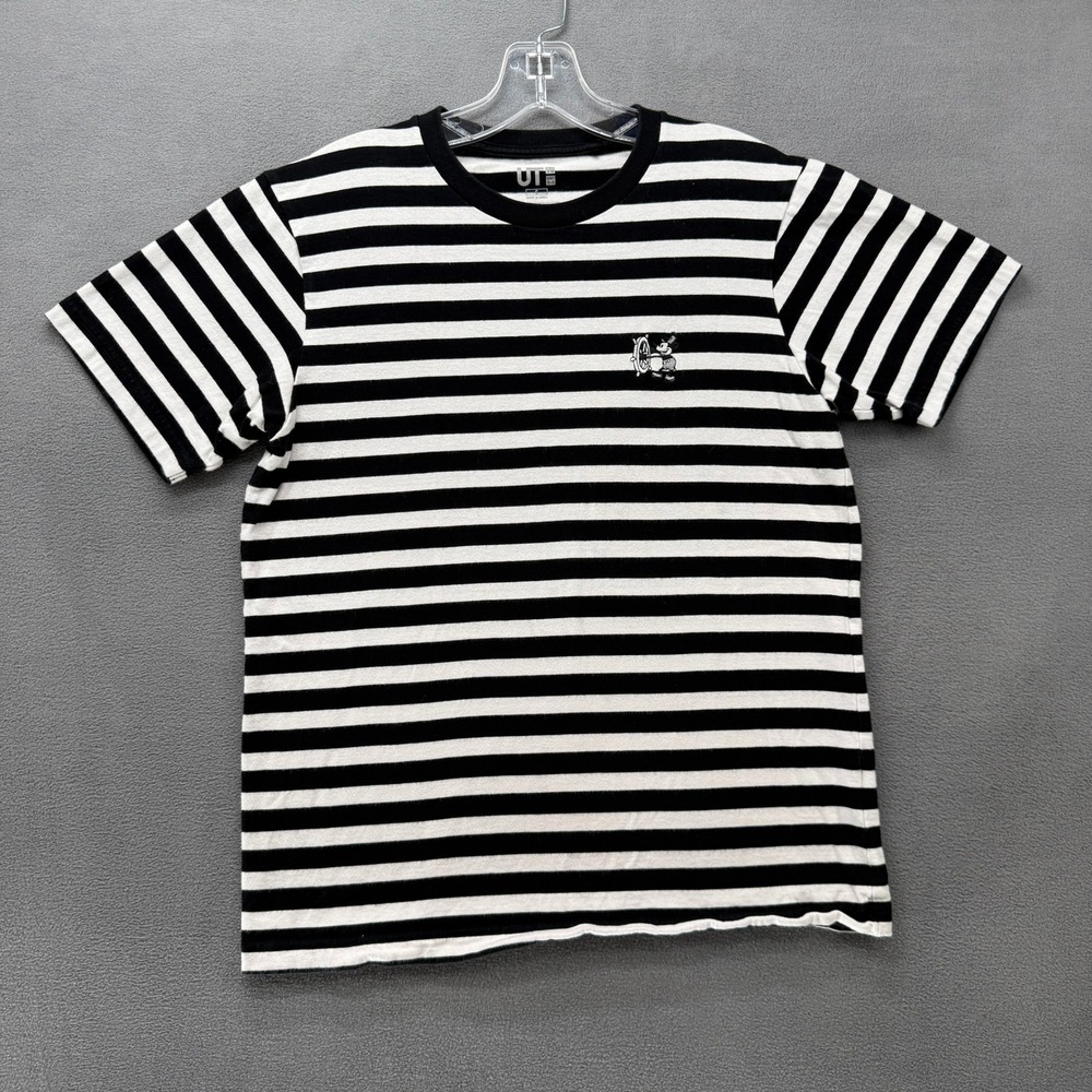 Uniqlo UT Disney Mickey Mouse Steamboat Willie Striped T-Shirt Black White Small